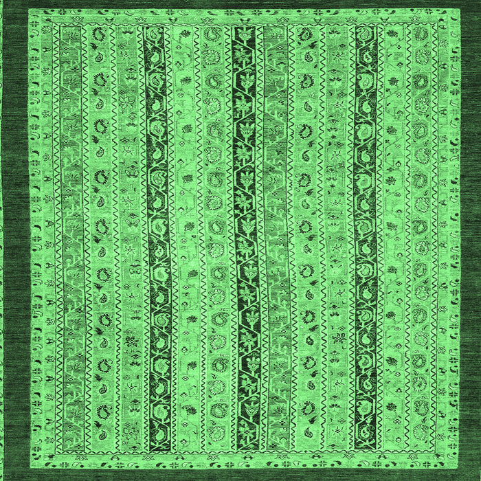 Square Abstract Emerald Green Modern Rug, abs3043emgrn