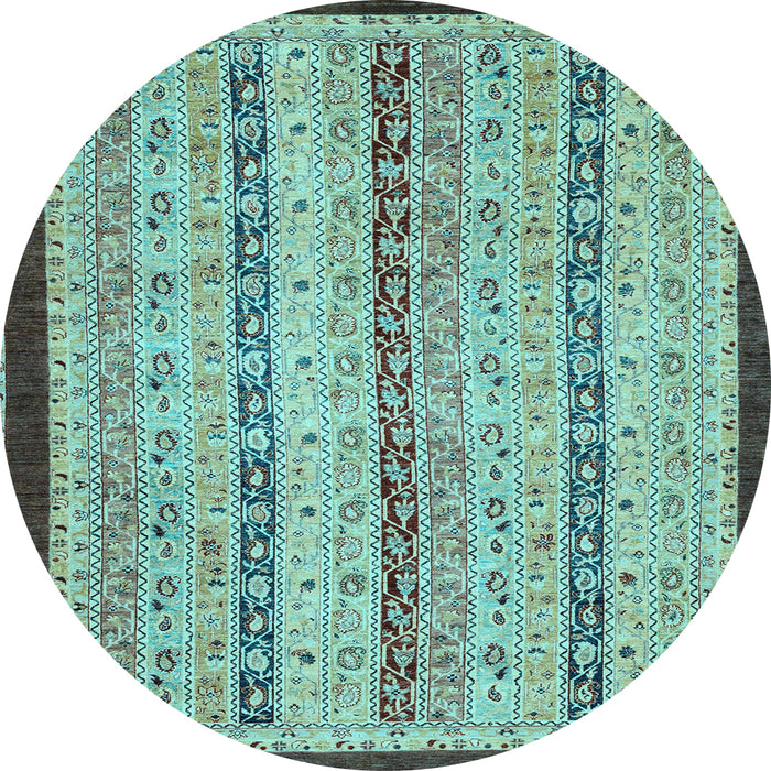 Round Machine Washable Abstract Light Blue Modern Rug, wshabs3043lblu