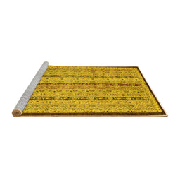 Sideview of Machine Washable Abstract Yellow Modern Rug, wshabs3043yw