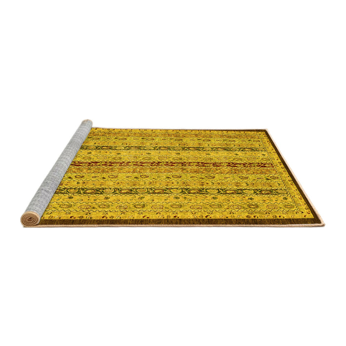 Sideview of Machine Washable Abstract Yellow Modern Rug, wshabs3043yw