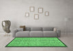 Machine Washable Abstract Emerald Green Modern Area Rugs in a Living Room,, wshabs3043emgrn