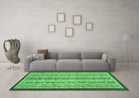 Machine Washable Abstract Emerald Green Modern Rug, wshabs3043emgrn