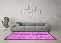 Machine Washable Abstract Purple Modern Area Rugs in a Living Room, wshabs3043pur