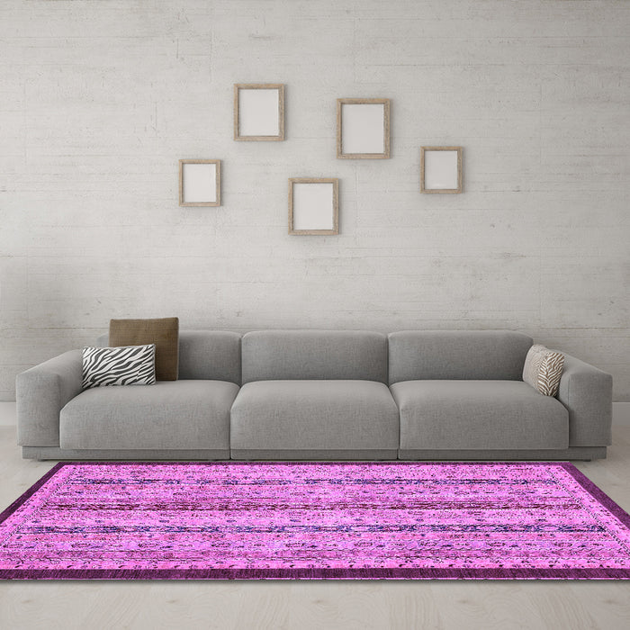 Machine Washable Abstract Purple Modern Area Rugs in a Living Room, wshabs3043pur
