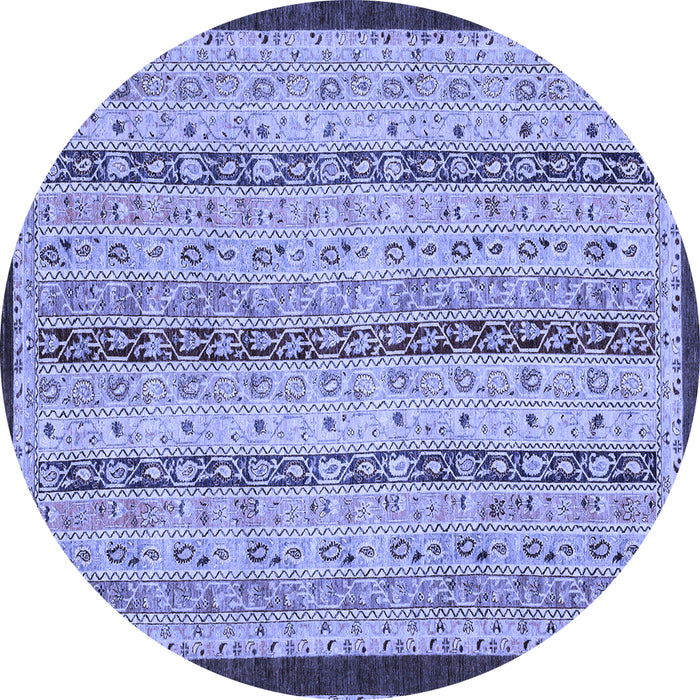 Round Abstract Blue Modern Rug, abs3043blu