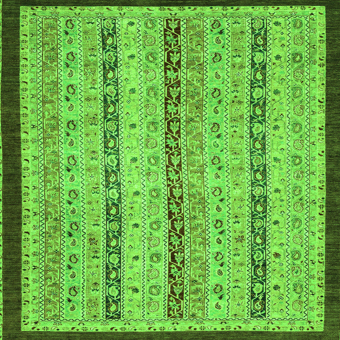 Square Machine Washable Abstract Green Modern Area Rugs, wshabs3043grn