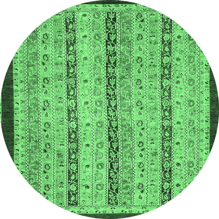 Round Abstract Emerald Green Modern Rug, abs3043emgrn