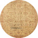 Round Abstract Orange Oriental Rug, abs3044