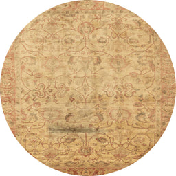 Round Machine Washable Abstract Orange Rug, wshabs3044