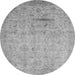 Round Machine Washable Oriental Gray Traditional Rug, wshabs3044gry