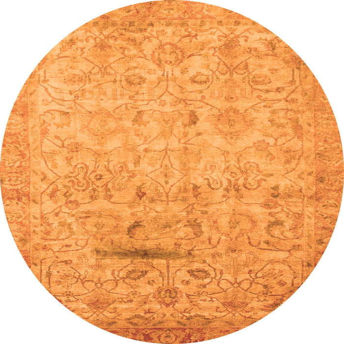 Round Oriental Orange Traditional Rug, abs3044org