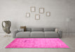 Machine Washable Oriental Pink Traditional Rug in a Living Room, wshabs3044pnk