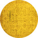 Round Oriental Yellow Traditional Rug, abs3044yw