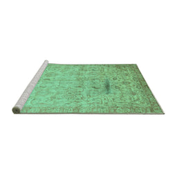Sideview of Machine Washable Oriental Turquoise Traditional Area Rugs, wshabs3044turq
