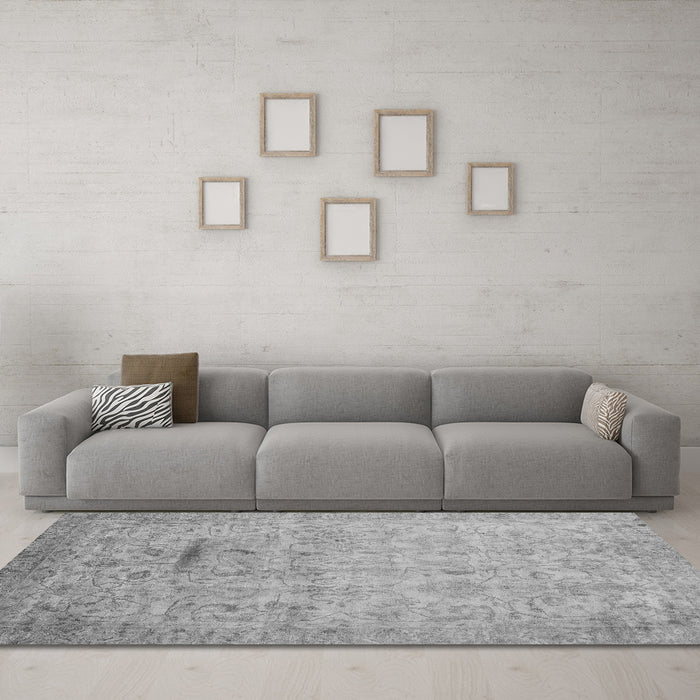 Machine Washable Oriental Gray Traditional Rug in a Living Room,, wshabs3044gry