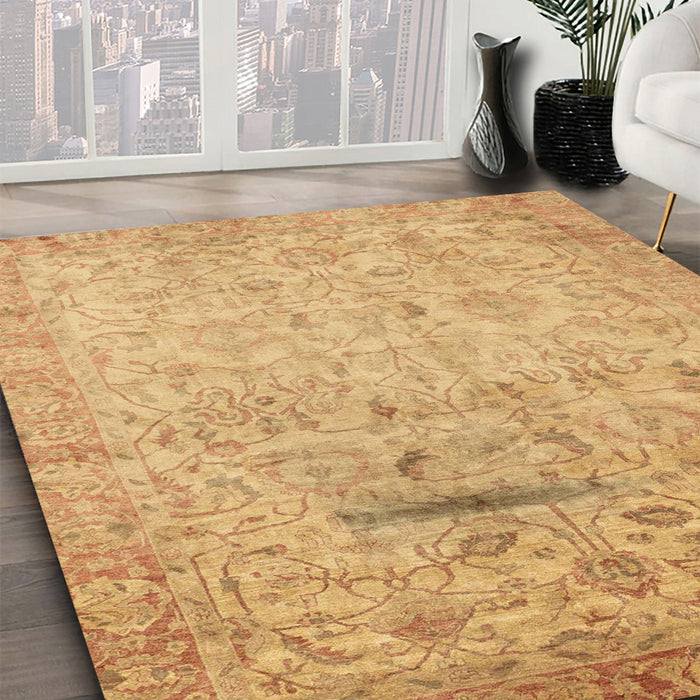 Abstract Orange Oriental Rug in Family Room, abs3044