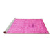 Sideview of Machine Washable Oriental Pink Traditional Rug, wshabs3044pnk