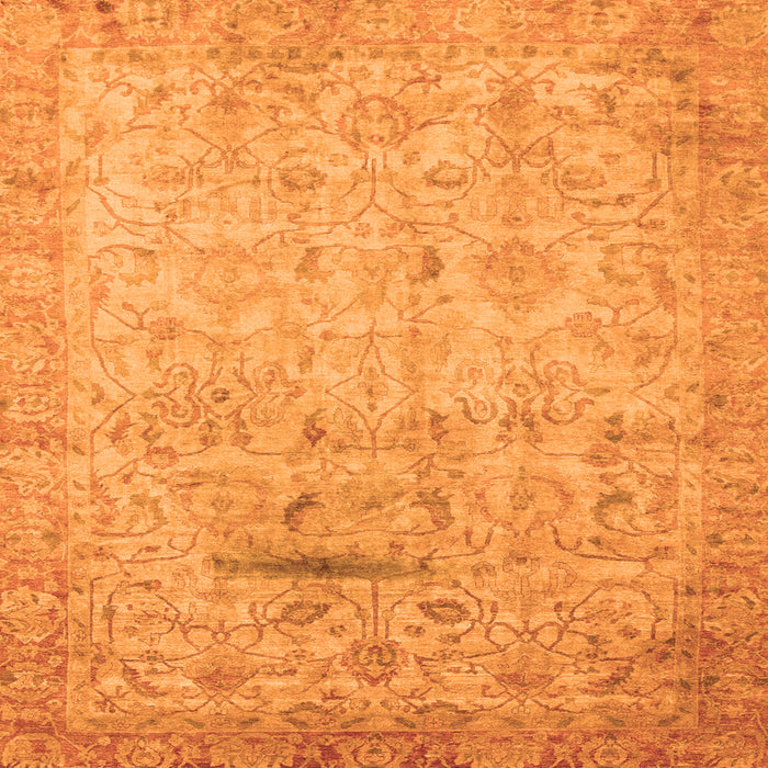 Square Machine Washable Oriental Orange Traditional Area Rugs, wshabs3044org