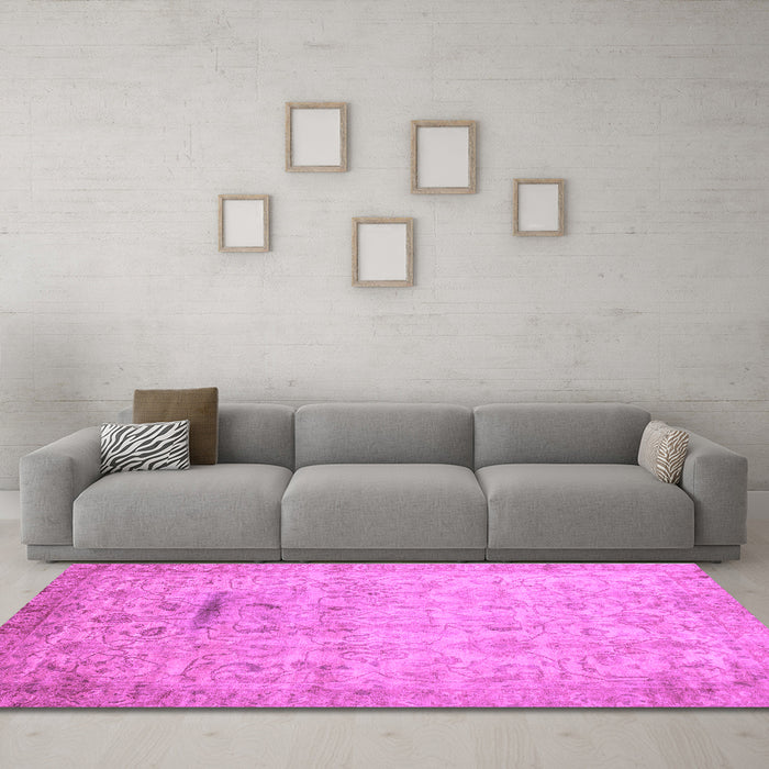 Machine Washable Oriental Purple Traditional Area Rugs in a Living Room, wshabs3044pur