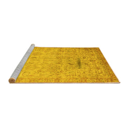 Sideview of Machine Washable Oriental Yellow Traditional Rug, wshabs3044yw