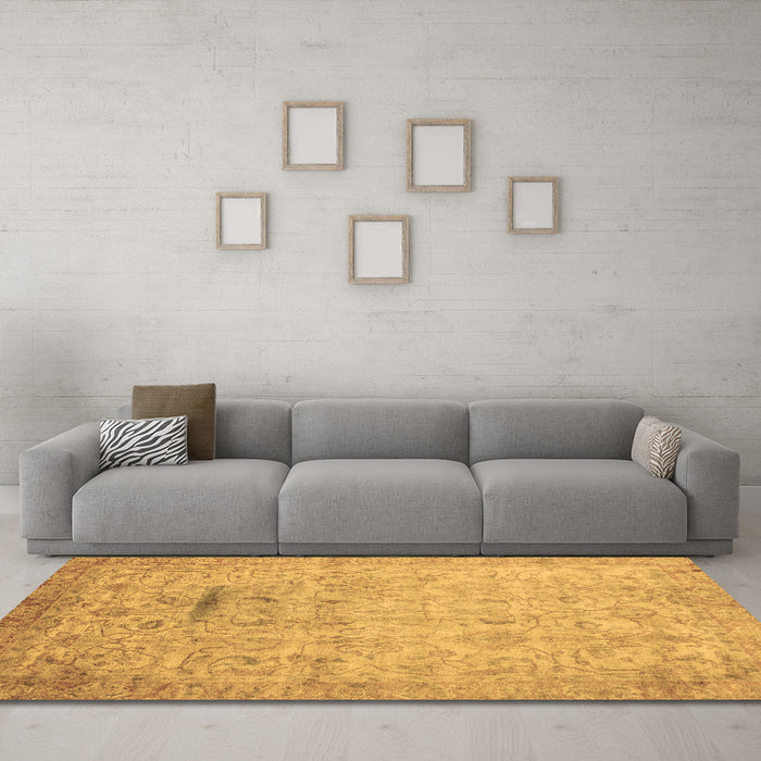 Machine Washable Oriental Brown Traditional Rug in a Living Room,, wshabs3044brn