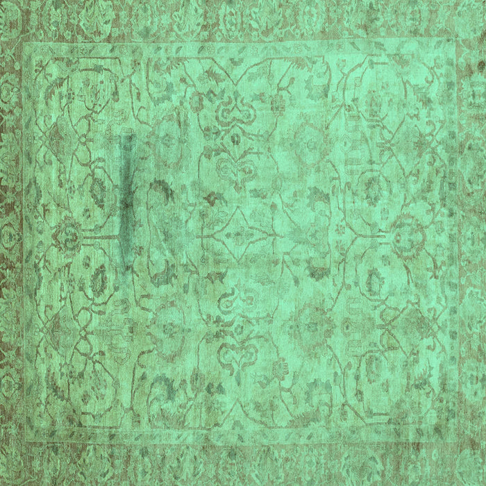 Square Machine Washable Oriental Turquoise Traditional Area Rugs, wshabs3044turq