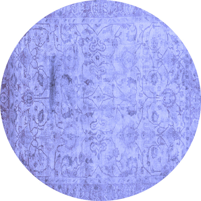 Round Machine Washable Oriental Blue Traditional Rug, wshabs3044blu