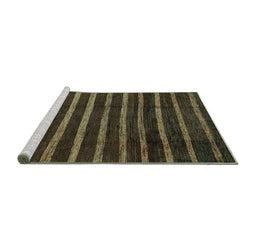 Sideview of Machine Washable Abstract Turquoise Modern Area Rugs, wshabs3045turq