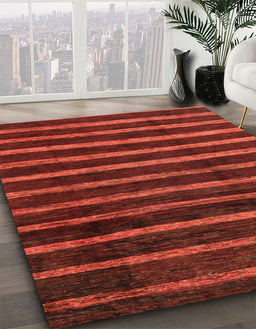 Abstract Red Modern Rug in Family Room, abs3045