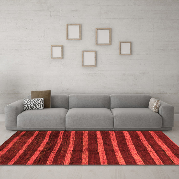 Machine Washable Abstract Orange Modern Area Rugs in a Living Room, wshabs3045org