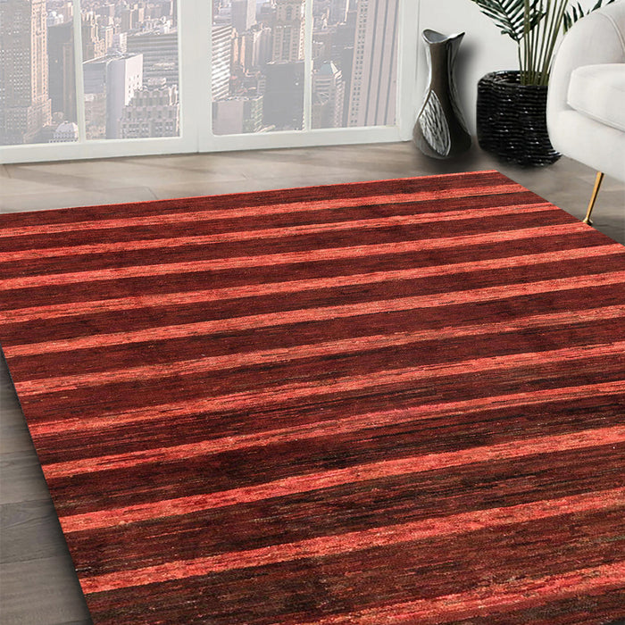 Machine Washable Abstract Red Rug in a Family Room, wshabs3045