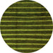 Round Machine Washable Abstract Green Modern Area Rugs, wshabs3045grn