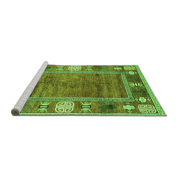 Sideview of Machine Washable Oriental Green Modern Area Rugs, wshabs3046grn