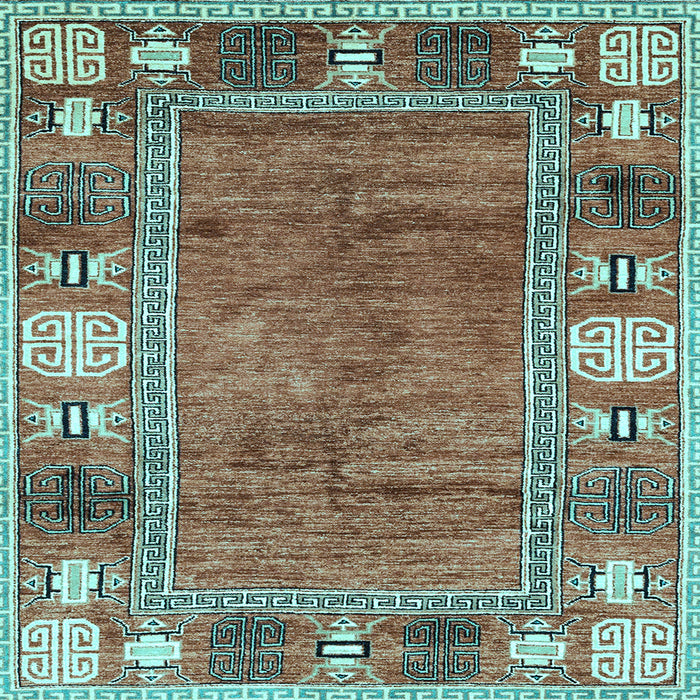 Square Machine Washable Oriental Light Blue Modern Rug, wshabs3046lblu