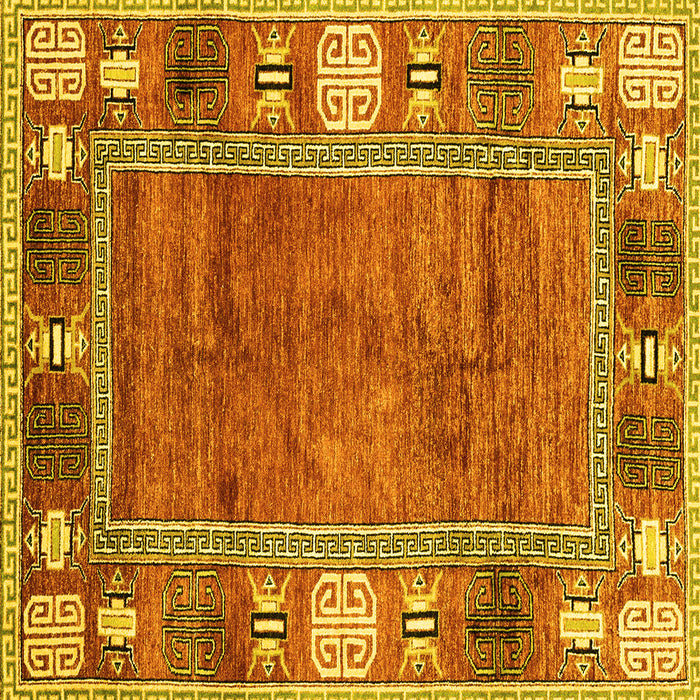 Square Machine Washable Oriental Yellow Modern Rug, wshabs3046yw