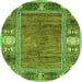 Round Oriental Green Modern Rug, abs3046grn