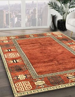 Abstract Red Oriental Rug in Family Room, abs3046