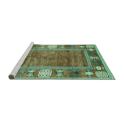 Sideview of Machine Washable Oriental Turquoise Modern Area Rugs, wshabs3046turq