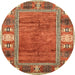 Round Machine Washable Abstract Red Rug, wshabs3046