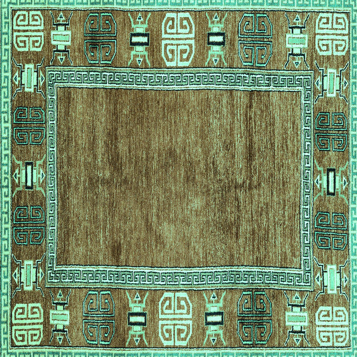 Square Oriental Turquoise Modern Rug, abs3046turq