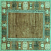 Square Oriental Turquoise Modern Rug, abs3046turq