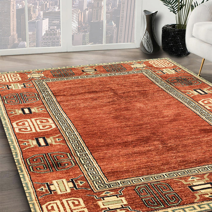 Machine Washable Abstract Red Rug in a Family Room, wshabs3046