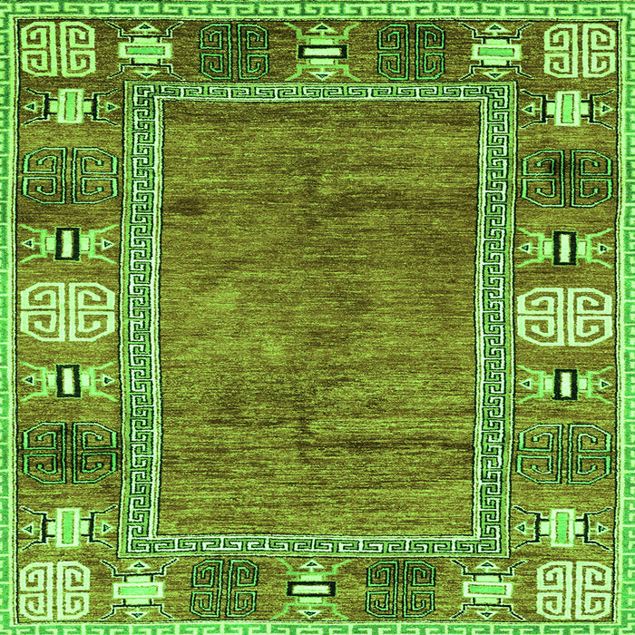 Square Machine Washable Oriental Green Modern Area Rugs, wshabs3046grn