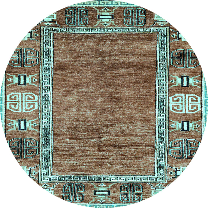 Round Oriental Light Blue Modern Rug, abs3046lblu
