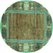 Round Oriental Turquoise Modern Rug, abs3046turq