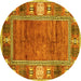 Round Oriental Yellow Modern Rug, abs3046yw