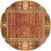 Round Oriental Brown Modern Rug, abs3046brn