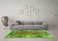 Machine Washable Oriental Green Modern Rug, wshabs3046grn