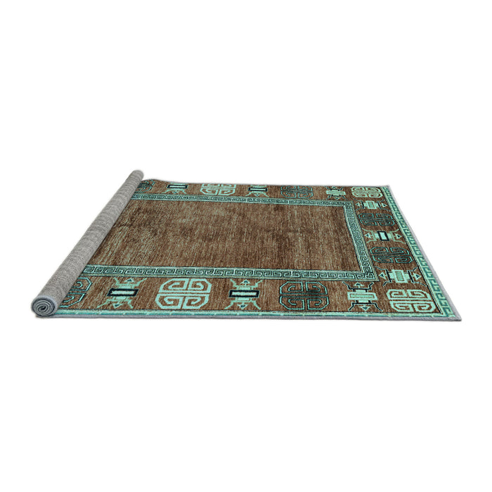 Sideview of Machine Washable Oriental Light Blue Modern Rug, wshabs3046lblu