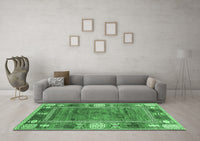 Machine Washable Oriental Emerald Green Modern Rug, wshabs3046emgrn